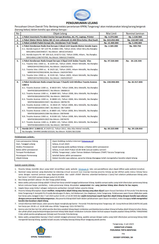 Pengumuman Lelang